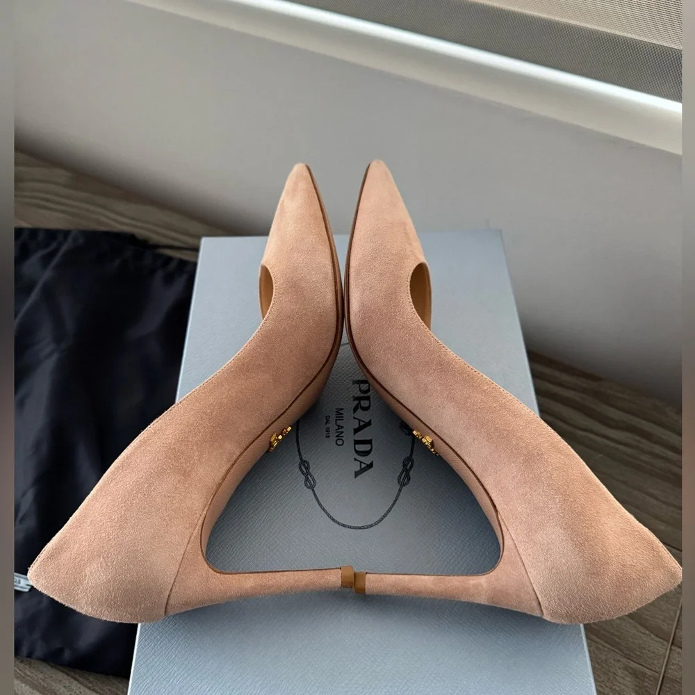 Prada Calzature Donna Suede Stiletto Nude Pumps - Picture 8 of 11